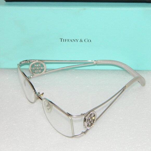 Tiffany & Co Designer Silver Glasses Frames w/ Diamond Nautical Wheel Design - Picture 1 of 15